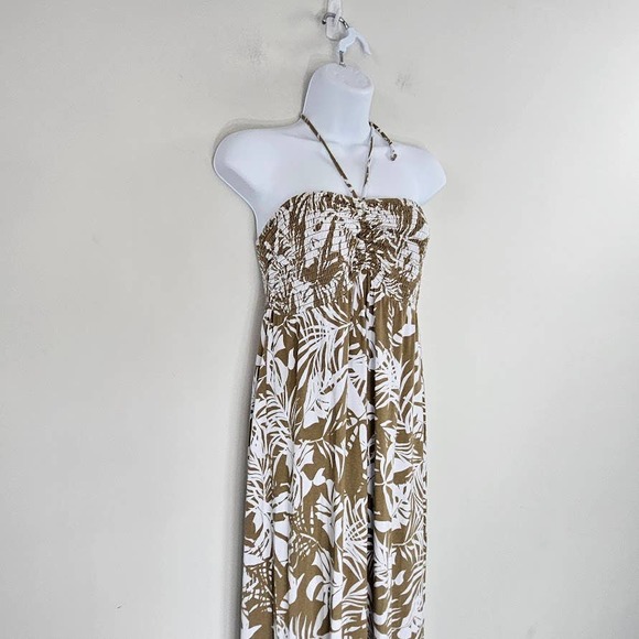Tommy Bahama Maxi Dress Smocked Halter Hawaiian Floral Print Flowy Size SP - Picture 9 of 16